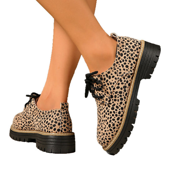 Damen Mode Schnürschuhe mit trendigem Animal-Print und rutschfester Sohle EB