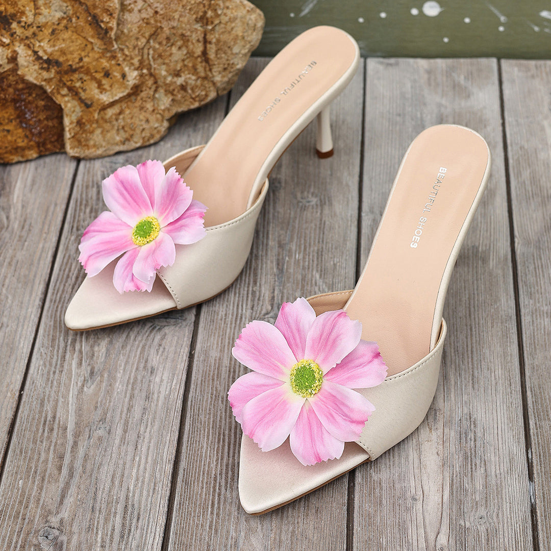Damen elegante Sandaletten mit floralem Design und mittelhohem Absatz EB