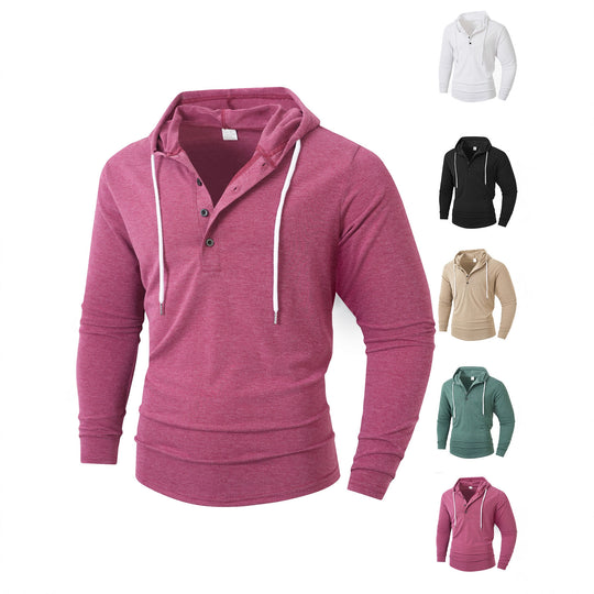 Herren Kapuzenshirt mit modernem Knopfverschluss und atmungsaktivem Stoff EB