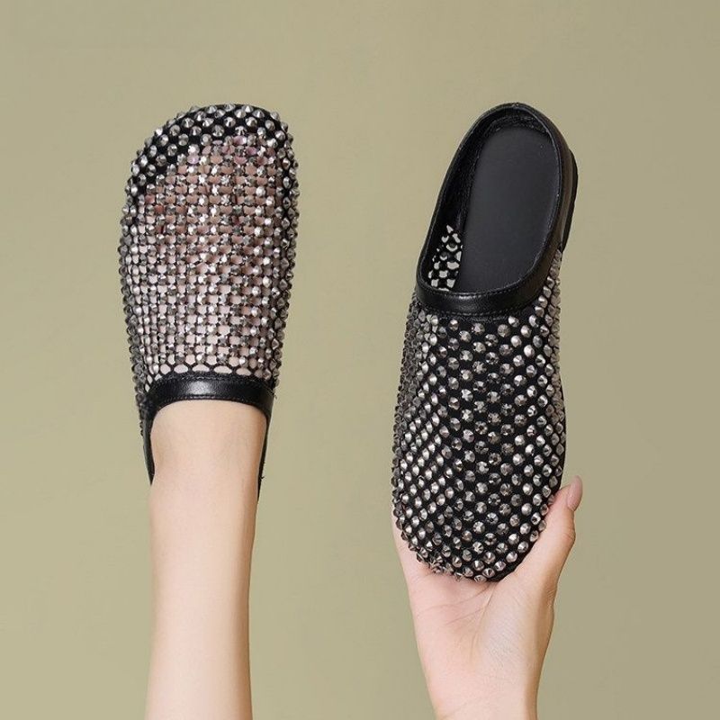 Damen elegante Mesh Clogs mit modischem Strassdesign EB