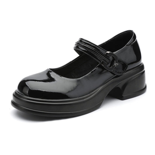 Damen Mary Jane Schuhe mit modischem Schnallenakzent und komfortablem Blockabsatz EB