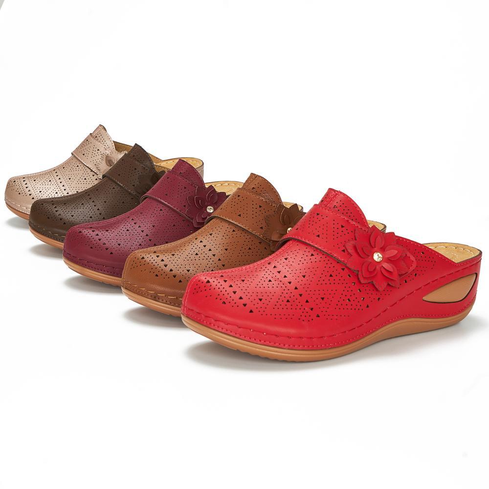 Damen bequeme Clogs mit floralem Cut-Out-Design und rutschfester Sohle EB