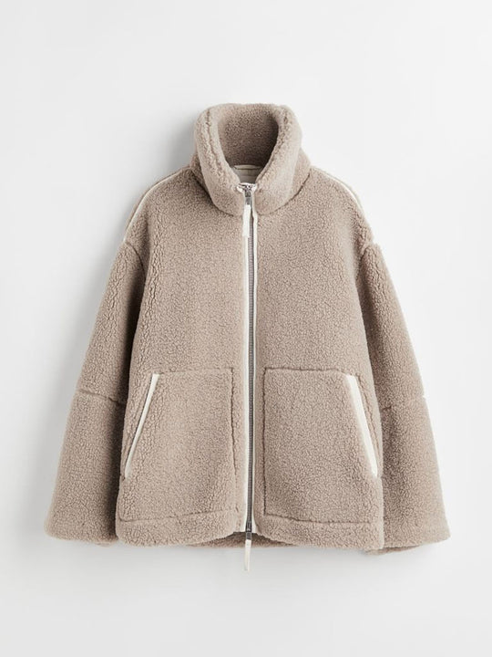 Damen kuschelige Fleecejacke mit praktischen aufgesetzten Taschen und modernem Stehkragen EB