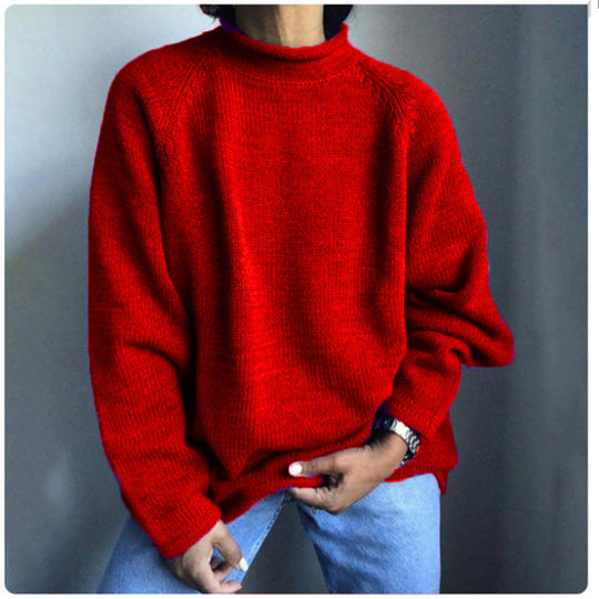 Damen nan kastiger Feinstrickpullover mit kurzem Stehkragen und Raglanärmeln EB