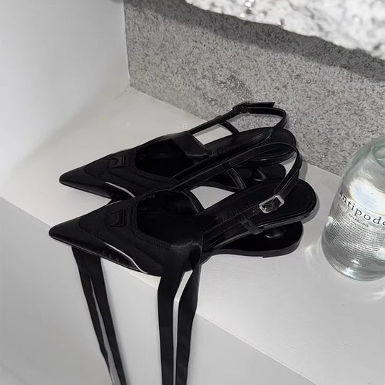 Damen elegante Sling-Ballerinas mit modischer Schnallenverzierung EB