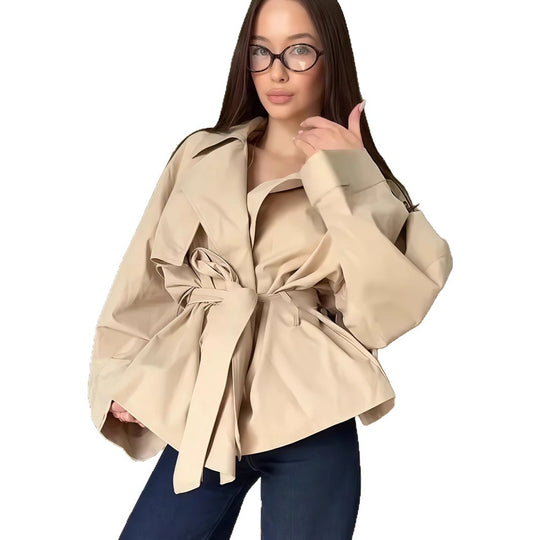 Damen elegante Trenchjacke mit strukturiertem Design EB