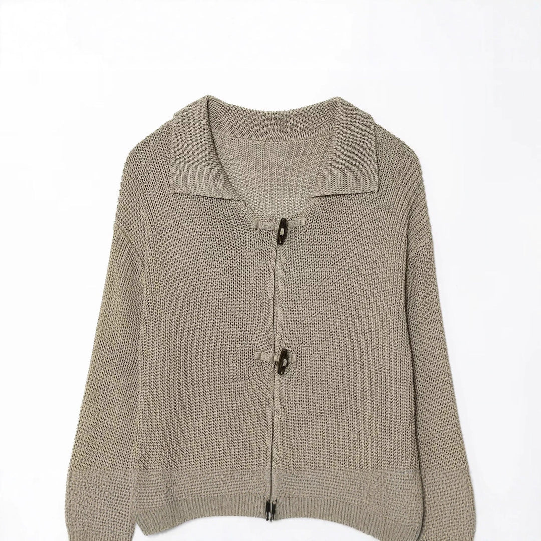 Damen geschnittene Strickjacke mit eleganten Knöpfen und strukturierter Oberfläche EB