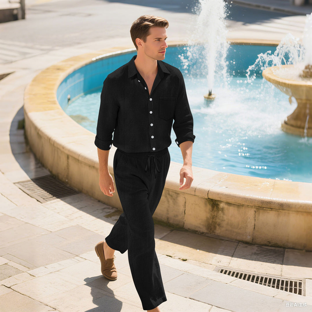 Herren modisches Freizeit-Set mit bequemer Passform und stilvollem Hemd EB
