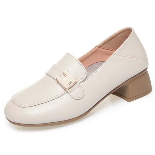 Damen Elegante Mokassins mit modischem Dekorelement und komfortablem Blockabsatz EB