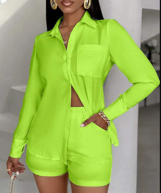 Damen Kurzarmbluse und Shorts Set EB
