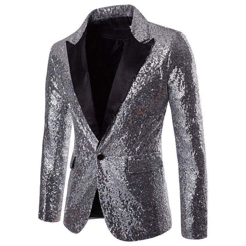 Herren Pailletten-Blazer mit Modernem Schnitt und Luxuriösem Glanz EB