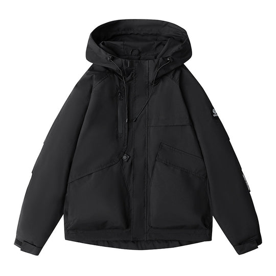 Herren wetterfeste Kapuzen-Fieldjacke mit multifunktionalen Taschen, verstellbarer Kapuze und Kinnschutz EB