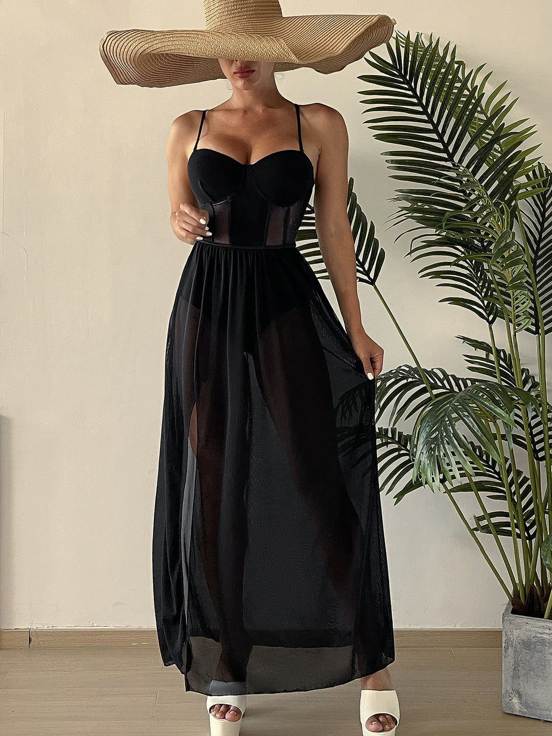 Damen Transparente Sommerkleid EB