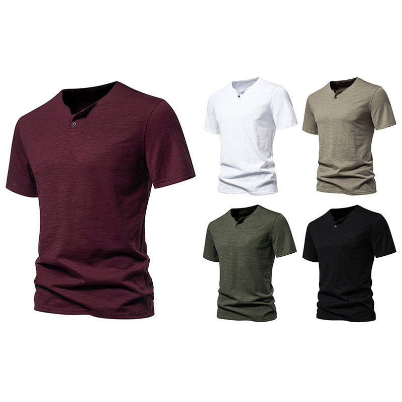 Herren Kurzarm-Henley-Shirt mit elegantem Knopfdesign EB