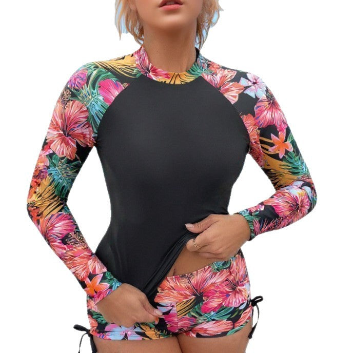 Damen Surfbekleidungsset mit langem Arm und floralem Design EB