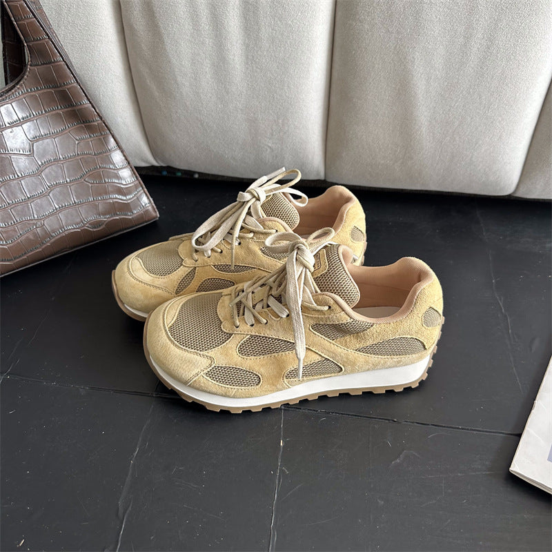 Damen Sportliche Sneaker mit atmungsaktivem Mesh und modischer Wildleder-Oberfläche EB