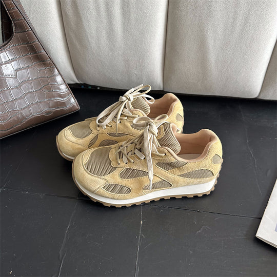 Damen Sportliche Sneaker mit atmungsaktivem Mesh und modischer Wildleder-Oberfläche EB