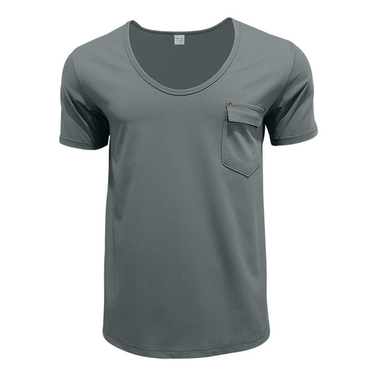Herren T-Shirt mit praktischer Brusttasche und modernem V-Ausschnitt EB