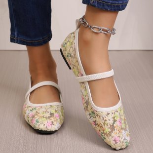 Damen Ballerinas mit zartem Blumenmuster und flexiblem Fußbett EB