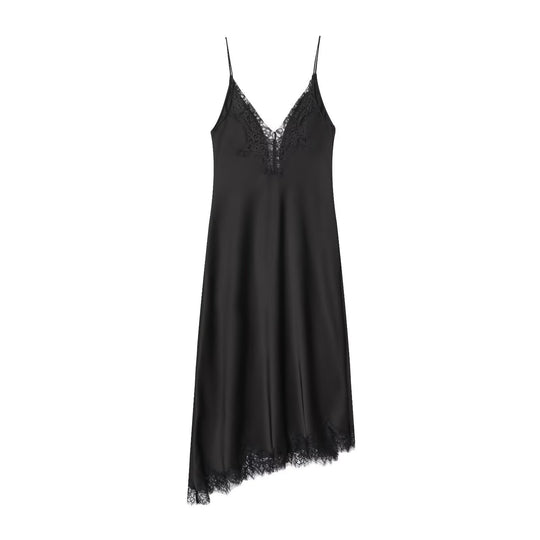 Damen Spitzen-Nachtkleid aus fließendem Stoff mit verspielten Rüschendetails EB