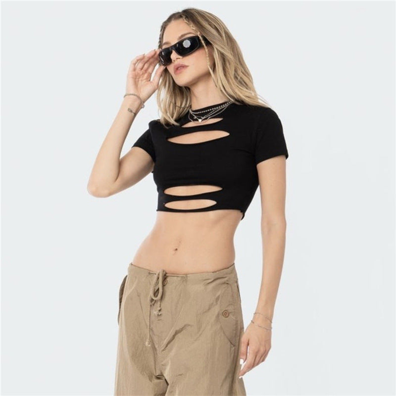 Damen cropped Oberteil mit Cut-Out-Design EB