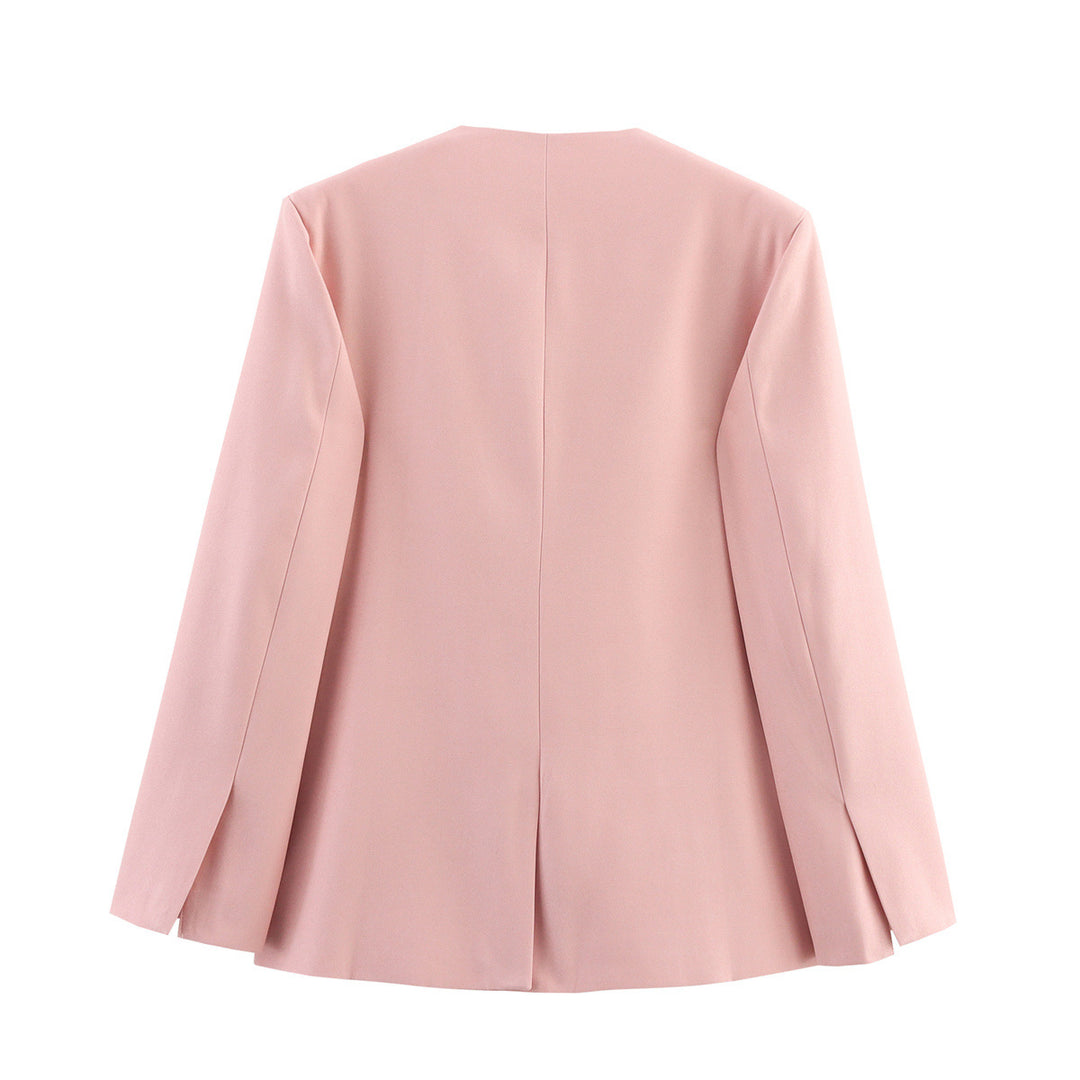 Damen Eleganter Oversized Blazer mit V-Ausschnitt und Taschen EB
