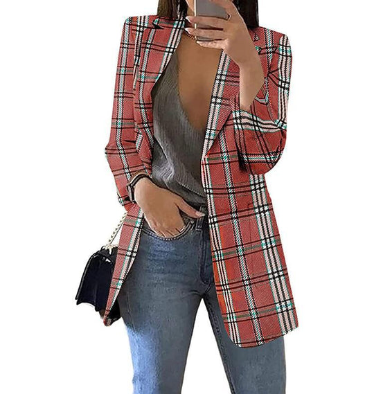 Damen Karierter Blazer mit modernem Schnitt und lässigen Details EB