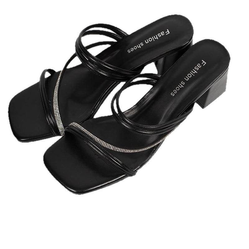 Damen elegante Riemensandalen mit funkelnden Strassdetails EB