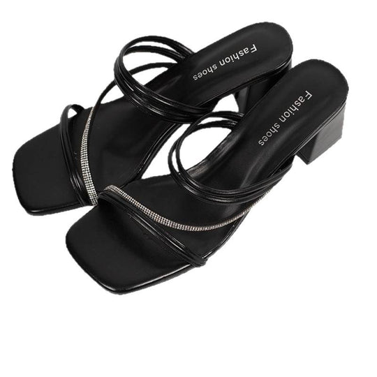 Damen elegante Riemensandalen mit funkelnden Strassdetails EB