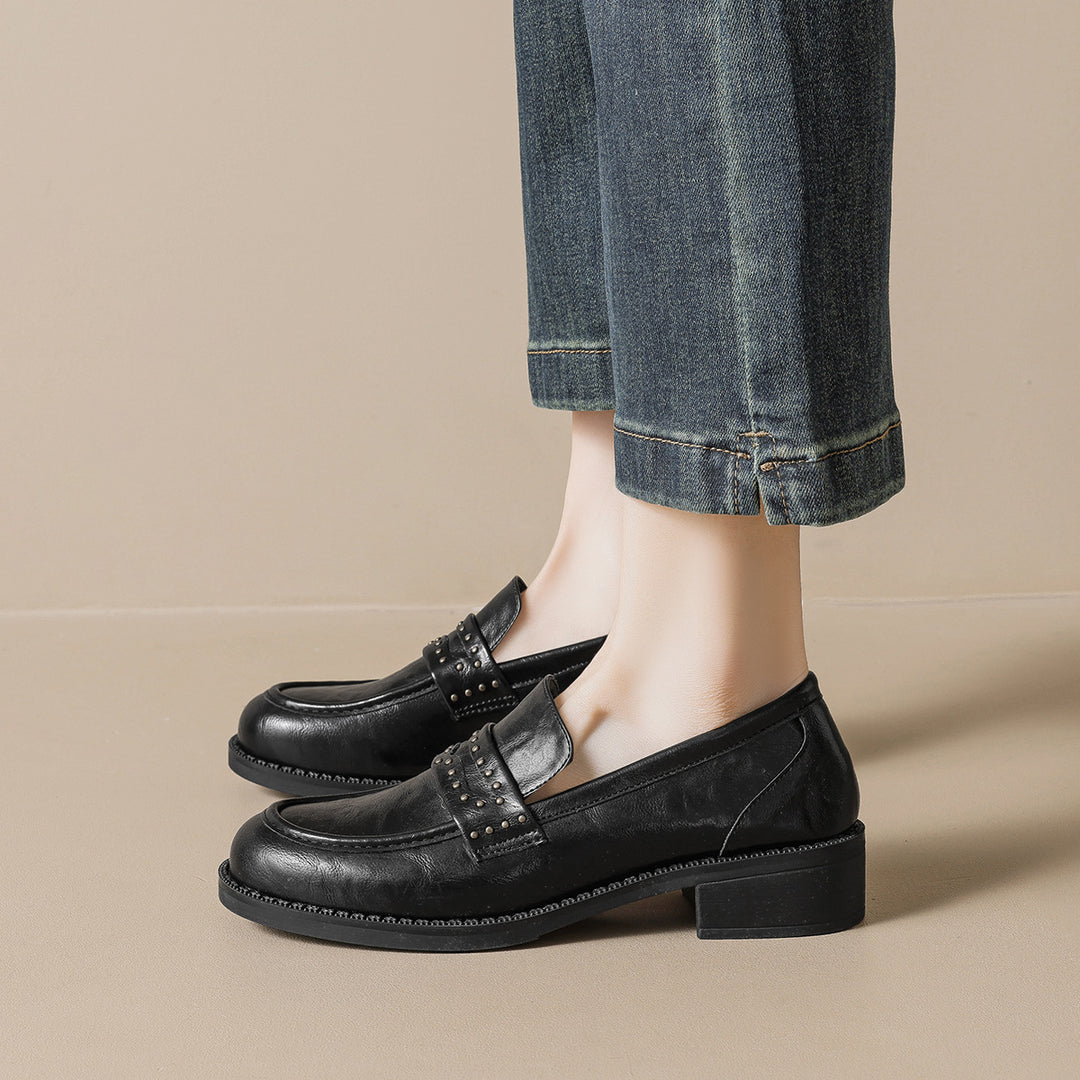 Damen elegante Mokassin-Schuhe mit modischer Nietenverzierung EB