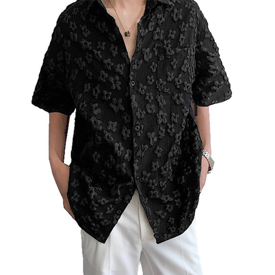 Herren Kurzarmhemd mit floralem Texturmuster EB