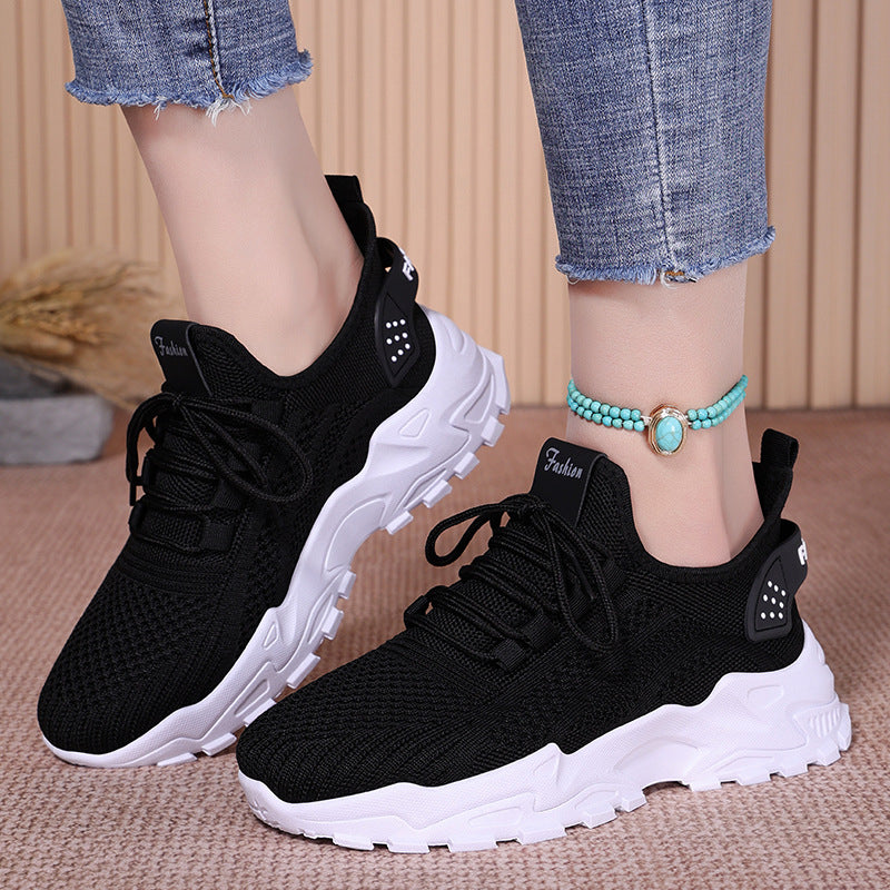 Damen Atmungsaktive Fitness Sneakers mit flexiblem Strickoberteil und rutschfester Sohle EB