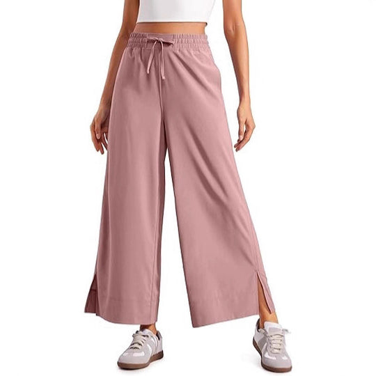Damen nan weite Culotte-Hose mit elastischem Bund, Tunnelzug und seitlichen Schlitzen EB