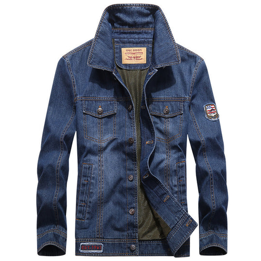 Herren Jeansjacke im Worker‑Stil mit Aufnäher und Mesh‑Futter EB