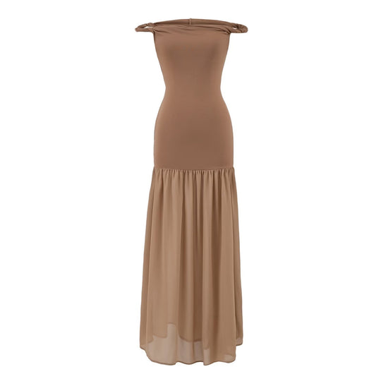 Damen Maxi-Kleid mit elegantem Schößchen EB