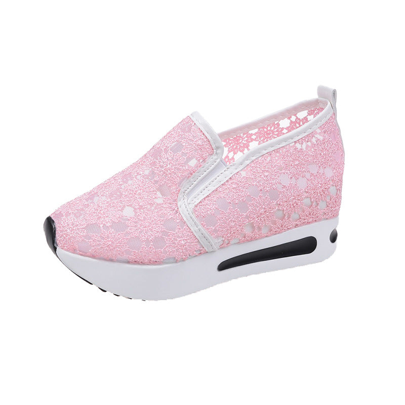 Damen Wedge-Sneaker mit floralen Spitzen-Design EB