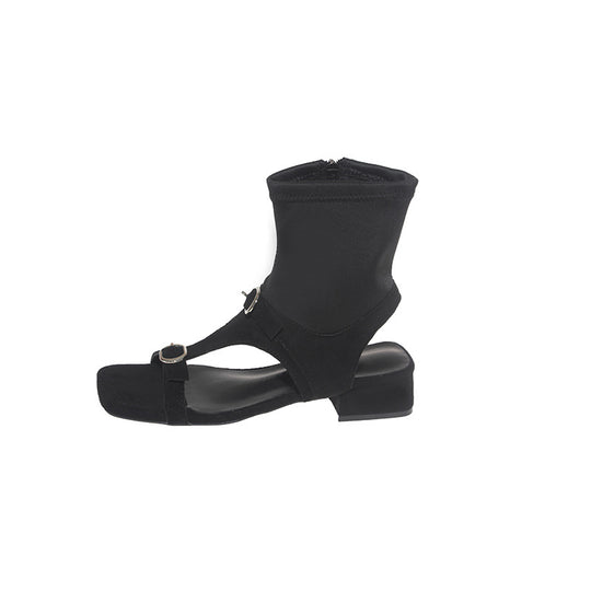 Damen elegante Ankle Boots mit modischem Riemchen-Design EB