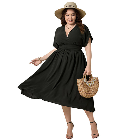 Damen Maxikleid mit elegantem Wickeldesign und fließendem Saum EB