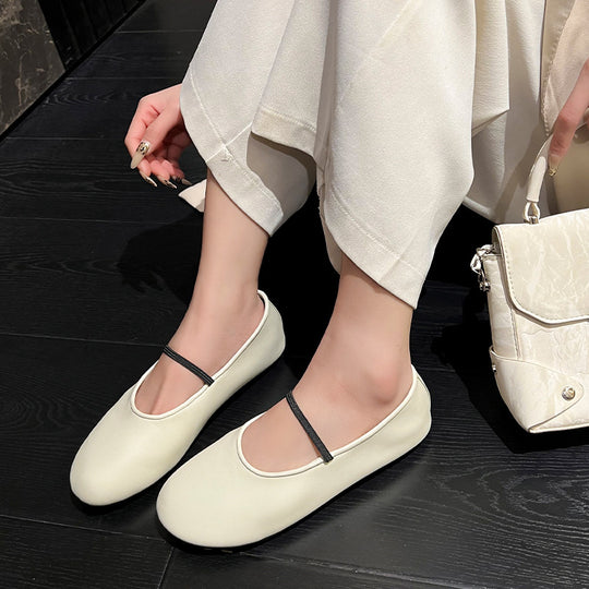 Damen Ballerinas aus hochwertigem, elastischem Material mit modischem Riemen EB