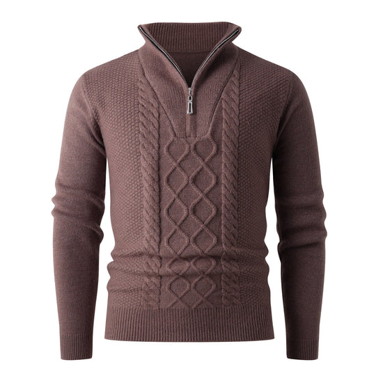 Herren Grobstrickpullover mit modernem Stehkragen und funktionalem Reißverschluss EB