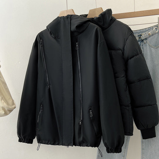 Damen Leichte Übergangsjacke mit verstellbarem Kapuzenkragen und praktischen Taschen EB