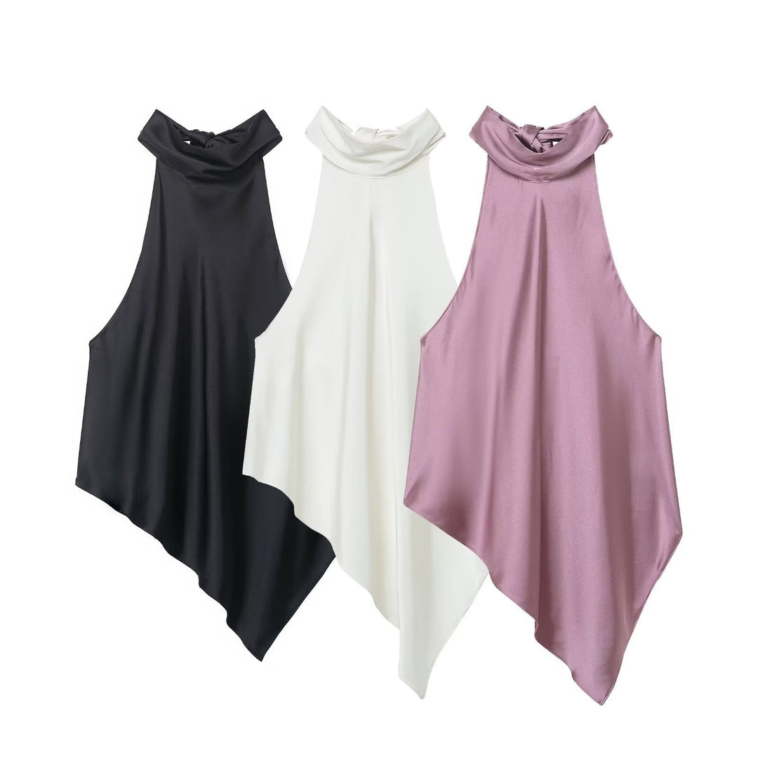 Damen elegant geschnittenes Top mit hochgeschlossenem Kragen EB