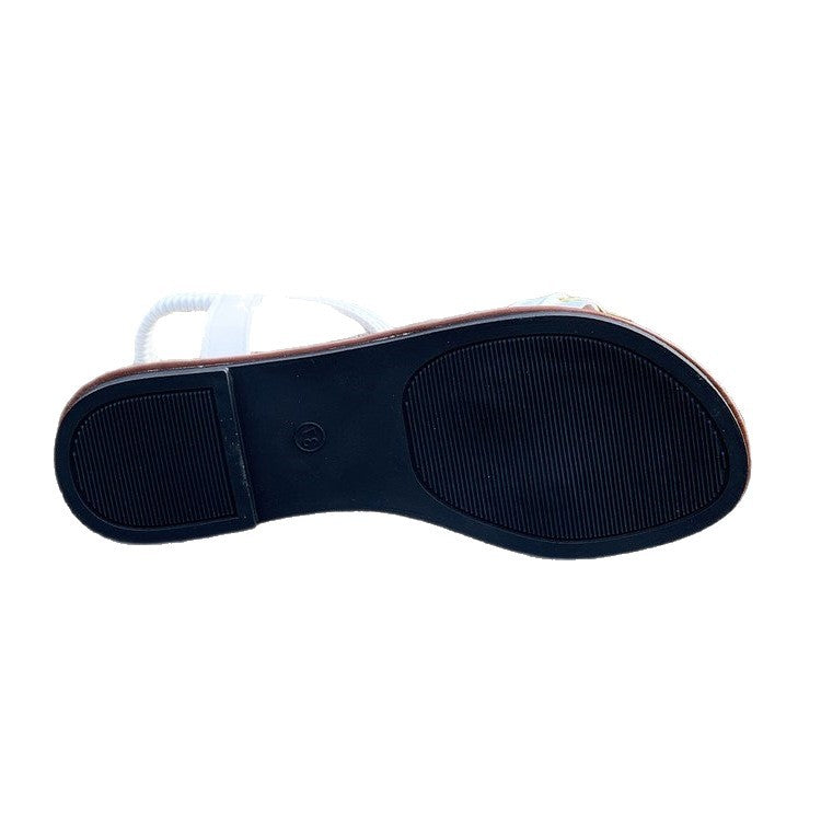 Damen elegante Riemchen-Sandalen mit auffälliger Schmuckapplikation EB