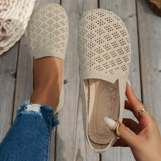 Damen Atmungsaktive Slip-On Ballerinas mit perforiertem Obermaterial EB