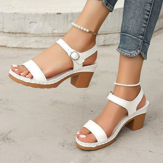 Damen modische und bequeme Sandalen mit eleganter Schnallenapplikation EB