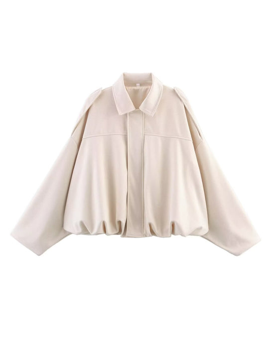 Damen lockere Cropped Jacke aus Wildlederimitat EB