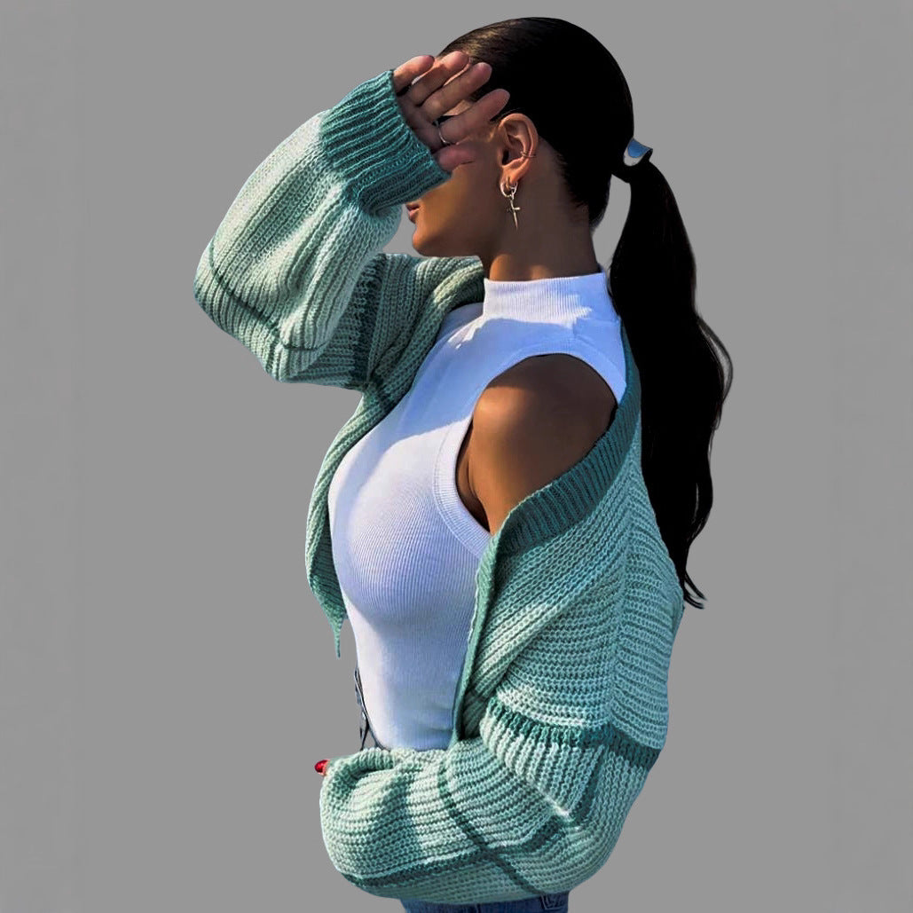Damen Strickjacke mit lässigem Schnitt und voluminösen Ärmeln EB