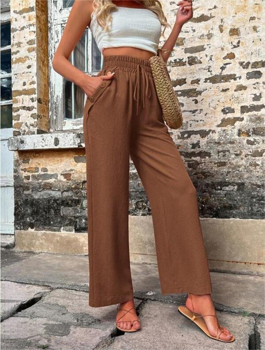 Damen Elegante Freizeit-Hosen mit elastischem Bund und seitlichen Taschen EB