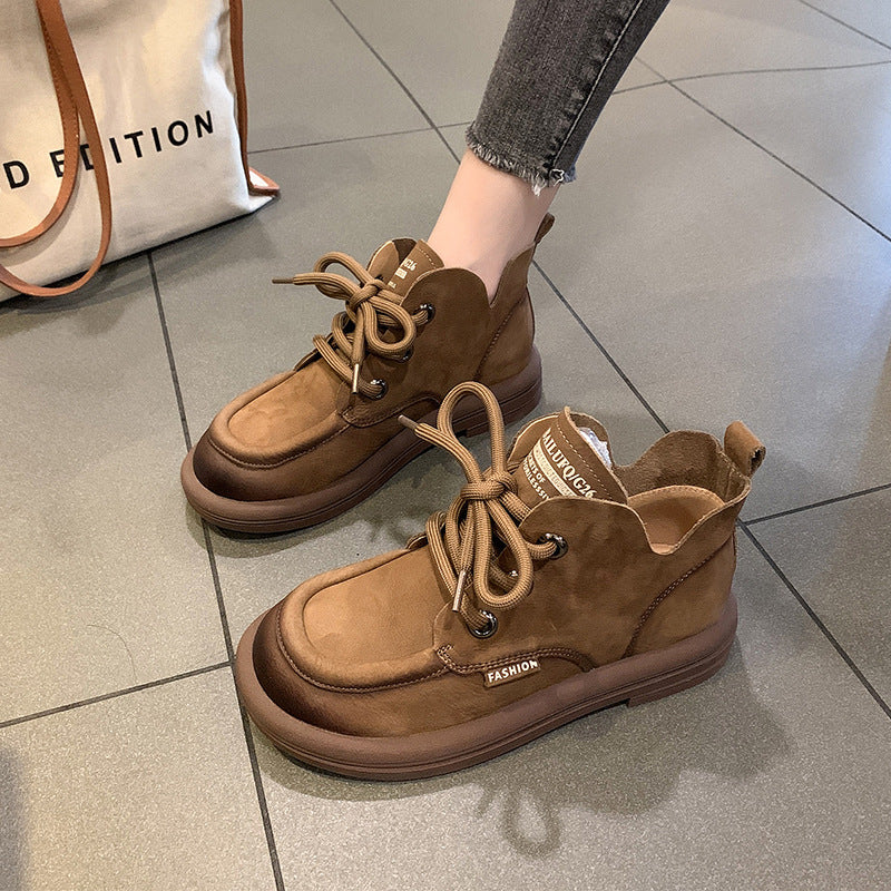 Damen nan modische Schnür-Ankleboots im Mokassin-Look mit weichem Veloursinnenfutter und stoßdämpfender Leichtsohle EB