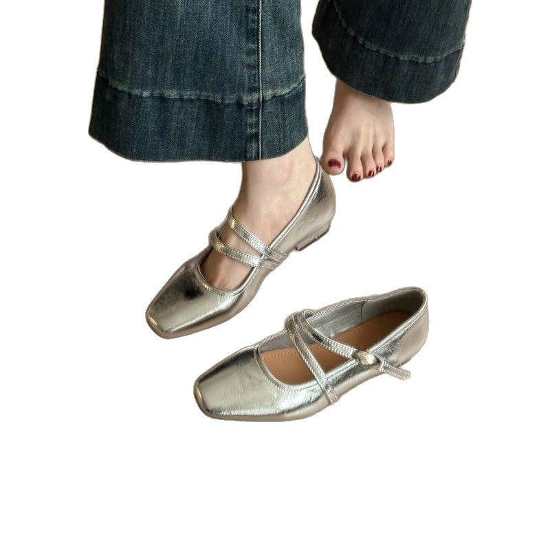 Damen elegante Mary Jane Schuhe mit doppeltem Riemchen und spitzem Zehenbereich EB